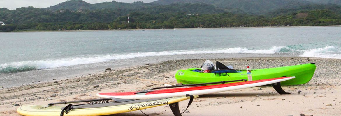 parked kayaks SUP chora island