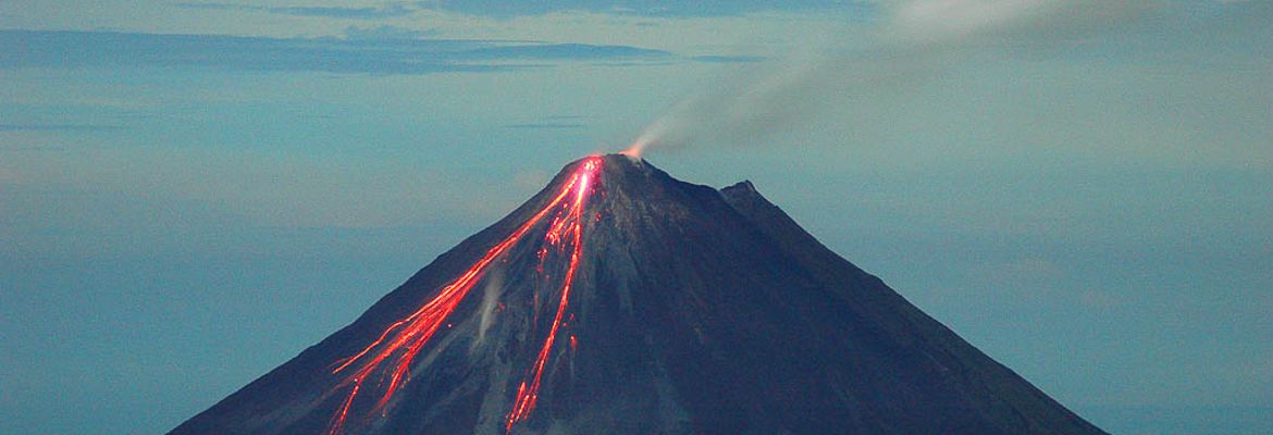Lava flowing from the cone of Arenal Volcano on October 16, 2005.