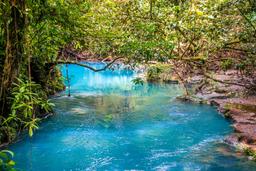blue river view from the hanging bridge