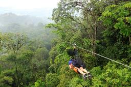 A visitor rides a zip line on the Superman de Osa tour on August 13, 20013.