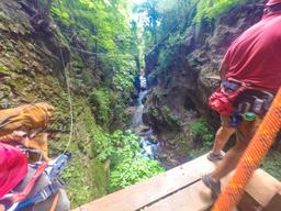 canyon narrowest stretch view from swinging platform white river canyon zip line rincon de la vieja 3