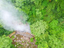 aerial view of gayser in borinquen property rincon de la vieja volcano