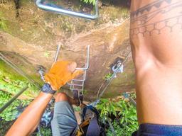 going up the canyon walls white river canyon zip line rincon de la vieja
