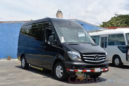 black mercedes benz sprinter van lateral passenger view