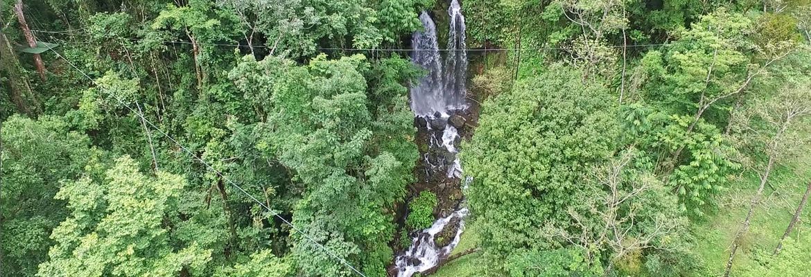 las gemelas double cascade waterfall view from zipline cable