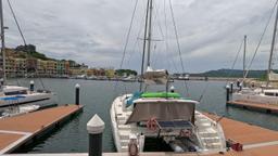 41 foot luxury charter catamaran moored on marina guanacaste