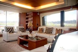 living room with white coaches coffee table yacht azimut 3159