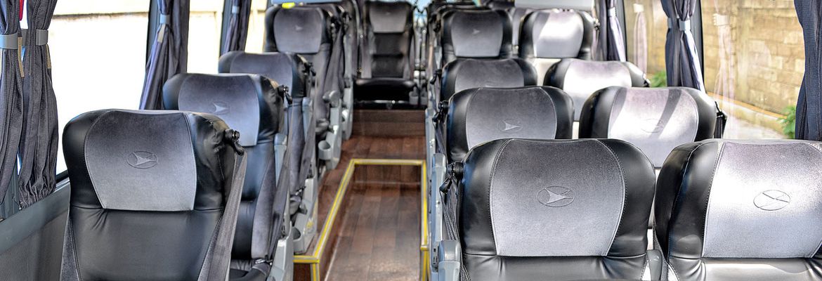 23 passenger volare coach seat row view from the entrance