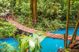 hanging bridge lateral view with celeste river