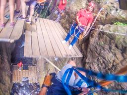 arrival at the rappeling area of the white river canyon zip line rincon de la vieja
