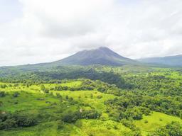 view of arenal volcano from arenal hanging bridges mistico park