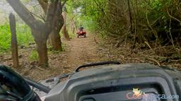 atv nosara tour fenced trail with low tree branches
