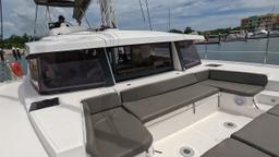 lateral view of bow with social area 41 foot luxury charter catamaran guanacaste