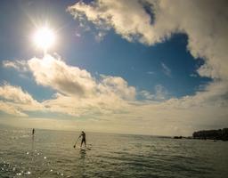 stand up paddling in the morning pan dulce beach