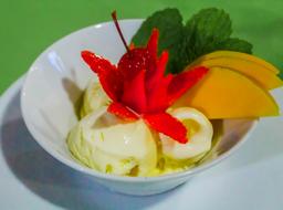 ice cream garnished with fruit agua dulce resort