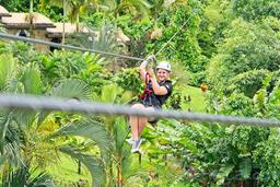 flying above the resort los lagos on a zip line los canones canopy tour la fortuna
