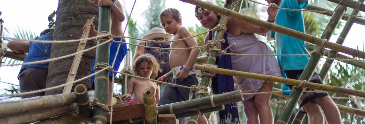 bamboo jungle gym with kids envision festival 2015